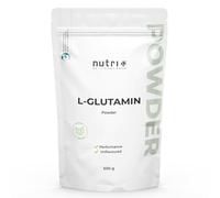 Nutri + L-Glutamine Poudre végétalienne - Neutre & hautement dosé Ultrapure sans additifs - Glutamine 500 g naturelle - fermentée fabriquée en Allemagne - sans Gluten & Lactose