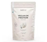 Nutri + Poudre de Protéine végétalienne 3K Shake protéiné - vegan Protein Powder sans lactose - Complexe protéique Goût de Crème 1000 g de Poudre de Protéines