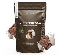 Nutri + Protein Iced Coffee Chocolate Brownie - Vheypresso Café protéiné avec Caféine 800 g - Poudre de Chocolat sans Lactose + Gluten - idéal pour la Construction musculaire