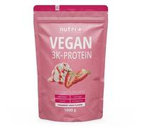 Nutri + Protein Powder Vegan Strawberry Cream 1kg - 83% de protéines - Shape & Shake poudre de protéines végétalien pour renforcement musculaire - Shake Crème de fraise