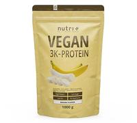Nutri + Protéine en poudre végétalienne Banane 1kg 83% Protéine d'origine végétale 3k Shakes protéinés végétaliens sans lactose 1000 - protéines de pois, soja et tournesol