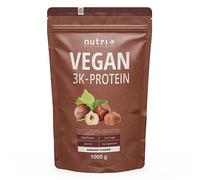 Nutri+ Proteínes vegetaliens - Noisette 1000g - Mélange de Protéines 3k - Protéine de Pois, Soja et Tournesol en Poudre - sans Lactose - Végétalienne - à faible Teneur en Glucides