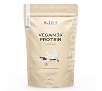 Nutri + Vegan Protein Vanilla 1kg - 81% de protéines - pour la croissance musculaire - Nutri-Plus Shape & Shake 3K Vanille - poudre de protéines végétales pois, soja et tournesol