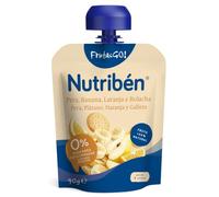 Nutribén Fruit & GO | Poire, banane, orange et biscuit | Sachet de fruits naturels pour bébés à partir de 6 mois | 0 % de sucres ajoutés | 90 g