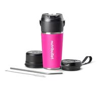 nutribullet Flip NBP016MA, Blender Portable avec Gobelet Isotherme de 590ml, Conserve le Froid Pendant 24h, Couvercle et Paille Inclus, Chargement USB-C, Acier Inoxydable, Couleur Magenta
