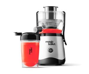 Nutribullet Magic Bullet Presse-agrumes centrifuge en silicone et acier inoxydable, 400 W, lot de 10 pièces, 470 ml, noir, design compact et passe au lave-vaisselle, jus en déplacement en deux