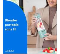 Nutribullet NBP003LBL - Blender Portable Rechargeable USB-C, 70W, Capacité 0.475L, Bleu Clair, Gourde Incluse - Idéal pour Boissons, Smoothies et Voyages
