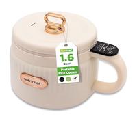 NutriChef 1,6 QT Cuiseur à Riz Portable Électrique et Fabricant de Déjeuner | Multifonctionnel et Revêtement Céramique Antiadhésif | Panneau de Contrôle Numérique | 6 Fonctions de Cuisson: Riz, Soupe