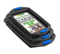 NutriChef 3-Piece Baking Pan Set - PFOA, PFOS, PTFE Free Flexible Nonstick Gray Coating Carbon Steel Bakeware - Professional Home Kitchen Bake Cookie Sheet Stackable Tray w/Blue Silicone Handles