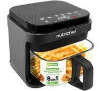NutriChef Airfryer 5.8L - Bol Transparent, 8 Programmes, Contrôle Température et Temps - Cuisson Sans Huile pour Viandes et Snacks - Gris