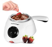 NutriChef Appareil Fondue Chocolat Électrique Anniversaire Buffet Desserts | 2 niveaux de chaleur, fonte rapide, pot aluminium amovible, fraises guimauves pralinés, maison et fêtes, accessoires inclus