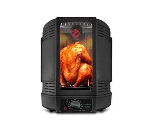 NutriChef Barbecue à poulet avec tournebroche - Noir 700 W Mini four vertical électrique rôtissoire à air chaud pour poulet, kebab et viande - Compact et faible teneur en matières grasses avec