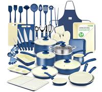 NutriChef Batterie de Cuisine 54 Pièces Effet Marbre - Ustensiles Résistants à la Chaleur, Antiadhésif, Idéal pour Cuisines Pro ou Maison