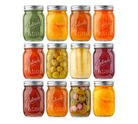 NutriChef Bocaux Hermétiques en Verre 500 ml Lot de 12 avec Couvercles Métalliques - Pots Mason pour Conservation Alimentaire, Stockage Cuisine, Meal Prep, Confiture et Miel