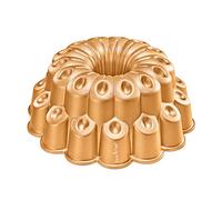 NutriChef Bundt Moule à gâteau, diamètre 23 cm, moule à gâteau en aluminium antiadhésif pour une cuisson uniforme, sans PFOA, facile à nettoyer, design marquise élégant, doré