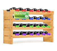 Nutrichef Casier à vin modulaire en Bambou pour Bouteilles de vin de Taille Magnum (10,2 cm de diamètre) - 24 Bouteilles à 4 Niveaux et 2 systèmes de casier à vin empilables compatibles
