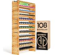 NutriChef Casier à Bouteilles- Range Bouteille Vin Empilable en Bambou, 12 Niveaux- Rangement Bouteille avec Capacité de 108 Bouteilles, Assemblage sans Outils, Casier à Vin pour Cuisine et Cave