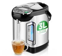 NutriChef Chauffe-Eau Électrique 3L - Distributeur Inox avec Base Pivotante, Arrêt Auto, Verrouillage Sécurité, Chauffage Instantané