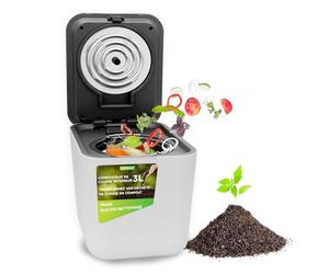 Nutrichef Composteur Cuisine Électrique 3L - Poubelle Compost Cuisine Automatique de Comptoir - Fonctions de Séchage, Broyage et Refroidissement - sans Odeur, Blanc
