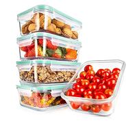 Nutrichef Contenants de Stockage Alimentaire en Verre 10 Pièces - Contenants Empilables Premium en Verre pour Préparation de Repas, Nouveaux Couvercles Étanches avec Trou d'Air, Sûrs pour Congélateur