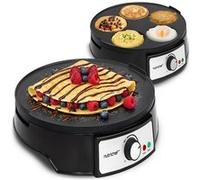 NutriChef - Crêpière Électrique Réversible - 12 Pouces - Plaque Antiadhésive avec Voyants LED et Contrôle de Température Réglable - Spatule et Étaleur de Pâte Inclus