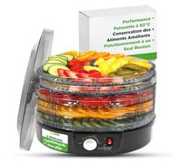 Nutrichef Déshydrateur Alimentaire 5 Niveaux | Déshydrateur pour Viande, Beef Jerky, Fruits, Légumes & Friandises pour Chiens | Circulation de Chaleur Haute Performance | Facile à Nettoyer à Domicile