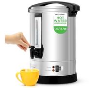 NutriChef Distributeur d'Eau Chaude et Bouilloire, Distributeur Électrique de Boissons 13L avec Couvercle de Sécurité, Robinet Anti-Goutte, Fonction Maintien au Chaud, Acier Inoxydable