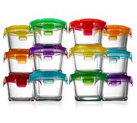 NutriChef Ensemble 24 Pièces Bocaux en Verre 130 ml avec Couvercles Hermétiques - Boîtes de Conservation Alimentaire pour Meal Prep, Batch Cooking, Micro-ondes, Réfrigérateur et Congélateur
