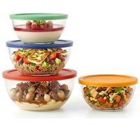 NutriChef Ensemble 4 bols à salade empilables (1/1,6/2,5/3,7 L) compatible lave‑vaisselle