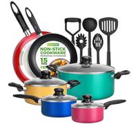 NutriChef, Ensemble de casseroles et poêles 15 pièces - Batterie de cuisine antiadhésive, batterie de cuisine pour plaque à induction, ensemble de cuisine de qualité supérieure avec couvercles