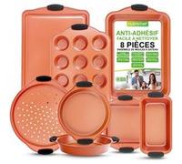 Nutrichef - Ensemble de Moules à Pâtisserie - Antiadhésif - en Acier au Carbone - PFOA,PFOS,PTFE - Cuivre Cuivre G