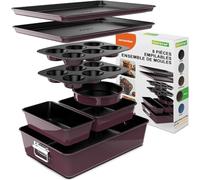 NutriChef Ensemble de Moules à Pâtisserie Antiadhésifs Empilables en 8 Pièces - Ensemble de Plaques de Cuisson Sans PFOA, PFOS, PTFE avec Revêtement Antiadhésif- Kit de Pâtisserie (Prune)