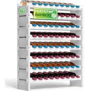 NutriChef Étagère à Vin Empilable en Bambou 8 Niveaux, 72 Bouteilles, Étagère Autonome, Montage sans Outil, Étagère Modulaire pour Cuisine & Cave, 85 cm x 25 cm x 107 cm, Blanc