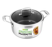 NutriChef Faitout inox 5 L – Couvercle verre, antiadhésif DAKIN, cuisson triply, nid d'abeille