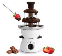 NutriChef Fontaine à Chocolat Électrique 3 Niveaux Cascade Fondue Desserts | Sauce toujours fluide, prêt en 5 minutes, fraises guimauves gaufrettes, fêtes et buffets candy bar, accessoires inclus, inox