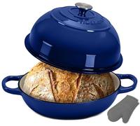 NutriChef Four à Pain en Fonte Émaillée avec Couvercle Dôme - Cocotte Dutch Oven 26 cm pour Pain au Levain, Pain Artisanal, Ragoût, Cuisson Vapeur, Four 260 °C, Compatible Induction, Gants Silicone