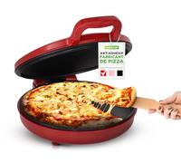 NutriChef Four à Pizza Électrique 1500W - Appareil de Cuisson Antiadhésif Ø30 cm - Idéal pour Pizza Maison, Pain Grillé, Œufs, Crêpes & Plus - Compact, Poignées Froides, Température 80-200°C - Rouge