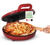 NutriChef Four à Pizza Électrique 1500W - Appareil de Cuisson Antiadhésif Ø30 cm - Prépare Pizzas Maison, Œufs, Tartines et Plus - Compact, Poignées Froides, Température 80-200°C - Rouge
