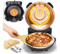 NutriChef Four à Pizza Électrique - Pierre à pizza Ø30 cm avec Thermostat et Thermomètre | Chauffe Jusqu’à 425°C | Cuisson Rapide | Fenêtre de Cuisson | Facile à Nettoyer - Noir