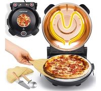 NutriChef Four à Pizza Électrique - Pierre à pizza Ø30 cm avec Thermostat et Thermomètre | Chauffe Jusqu’à 425°C | Cuisson Rapide | Fenêtre de Cuisson | Facile à Nettoyer - Noir