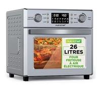 NutriChef Four Électrique à Air 26L - Friteuse & Rôtissoire 1700W, 10 Programmes, Rotation 360°, Accessoires Inclus - Argent 38x41x35 cm Argent