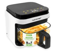 NutriChef Friteuse à Air 5.5L - 8 Modes Préréglés, Bol Transparent, Température et Temps Précis - Pour Crevettes, Frites, Ailes, Poulet - Blanc