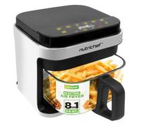 NutriChef Friteuse à air chaud 5,5 l Airfryer sans huile 1200 W Blanc - 8 programmes, fenêtre de visualisation, écran tactile, faible teneur en graisse, pour les familles et les résultats