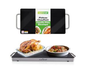 NutriChef Grande Plaque Chauffante - Plaque de Cuisson Électrique 51 × 30 cm avec Surface en Verre - Idéale pour Buffets, Fêtes, Traiteur & Restaurants, Noir