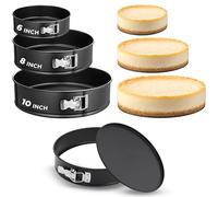 NutriChef Lot de 3 moules à charnière antiadhésifs - Moules à gâteau au fromage en acier au carbone de qualité supérieure avec fermoir en acier inoxydable - Tailles 15,2 cm, 20,3 cm, 25,4 cm, passe au