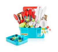 NutriChef Lot de 30 Couteaux pour Enfants - Ensemble de Cuisine pour Enfant avec Planche à découper, Livre de Cuisine et Tablier pour Enfants, Jouet Montessori à partir de 3 Ans, Cuisine pour Enfants