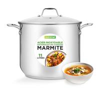 Nutrichef Marmite en Acier Inoxydable-11 Litres-Marmite Inox-Acier Inoxydable de Qualité Alimentaire-Induction Lourde-Faitout-Grande Casserole avec Couvercle Transparent, Compatible Lave-Vaisselle