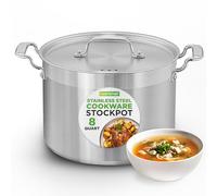 NutriChef Marmite en Acier Inoxydable de 7 L - Marmite Grande Capacité 18/8 pour Soupe, Bouillons, Mijoté, avec Couvercle en Acier Inoxydable, Compatible Tous Types de Cuisinières, Lave-Vaisselle