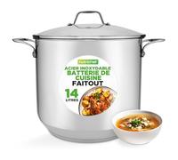 Nutrichef Marmite-Faitout Inox-14 Litres- 18-8 Qualité Alimentaire Résistant Tous Feux-Induction-Grand- Faitout-Grande Marmite avec Couvercle Transparent, Compatible Lave-Vaisselle