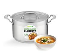NutriChef Marmite - Faitout Inox 5 QT (4.7 L) avec Couvercle - Acier Inoxydable 18/8 de Qualité Alimentaire, Grande Casserole Robuste pour Soupe, Ragoût, Grande Marmite -Compatible Induction